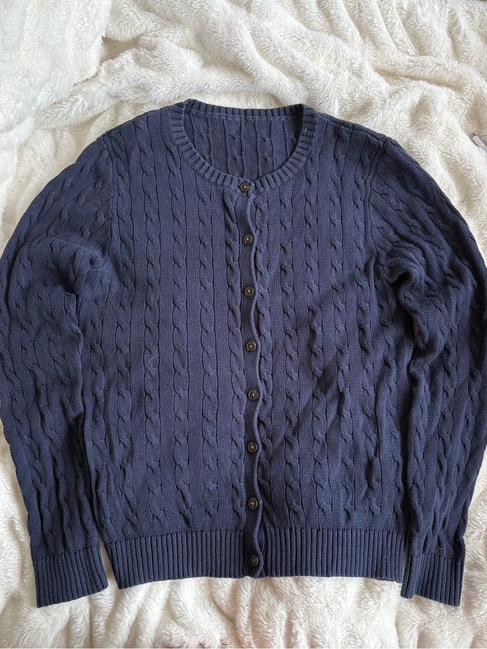 Brandy Melville Navy Cable-Knit Button Front Cardigan